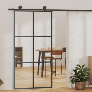 Sliding Door with Hardware Set ESG Glass&Aluminium 102x205 cm - Giant Lobelia