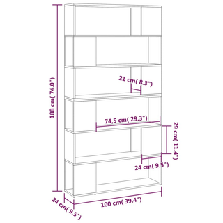 Book Cabinet Room Divider Black 100x24x188 cm - Giant Lobelia