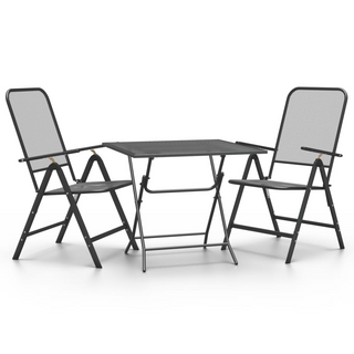 3 Piece Garden Dining Set Expanded Metal Mesh Anthracite - Giant Lobelia