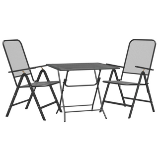 3 Piece Garden Dining Set Expanded Metal Mesh Anthracite - Giant Lobelia