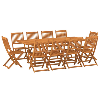 11 Piece Garden Dining Set Solid Acacia Wood - Giant Lobelia