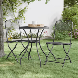 3 Piece Garden Dining Set Expanded Metal Mesh Anthracite - Giant Lobelia