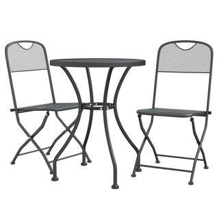 3 Piece Garden Dining Set Expanded Metal Mesh Anthracite - Giant Lobelia