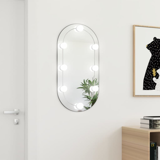 vidaXL Mirror with LED Lights 80x40 cm Glass Oval - Giant Lobelia