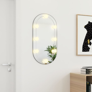 vidaXL Mirror with LED Lights 80x40 cm Glass Oval - Giant Lobelia