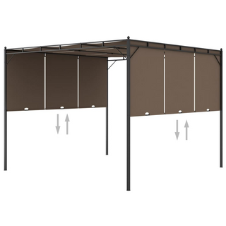 Garden Gazebo with Side Curtain 3x3x2.25 m Taupe - Giant Lobelia