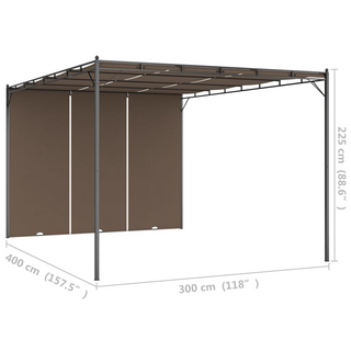 Garden Gazebo with Side Curtain 4x3x2.25 m Taupe - Giant Lobelia