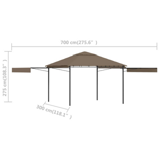 Gazebo with Double Extending Roofs 3x3x2.75 m Taupe 180g/m² - Giant Lobelia