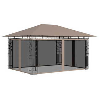 Gazebo with Mosquito Net 4x3x2.73 m Taupe 180 g/m² - Giant Lobelia