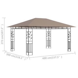 Gazebo with Mosquito Net 4x3x2.73 m Taupe 180 g/m² - Giant Lobelia