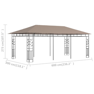 Gazebo with Mosquito Net 6x3x2.73 m Taupe 180 g/m² - Giant Lobelia