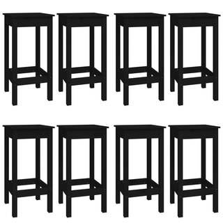 9 Piece Bar Set Black Solid Wood Pine - Giant Lobelia