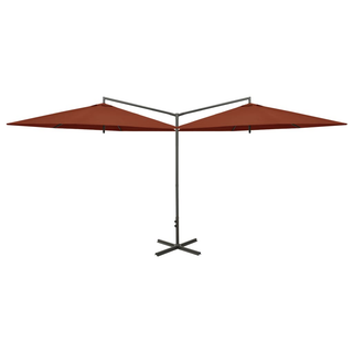 vidaXL Double Parasol with Steel Pole Terracotta 600 cm - Giant Lobelia