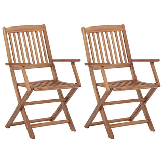 vidaXL Folding Outdoor Chairs 2 pcs Solid Acacia Wood - Giant Lobelia