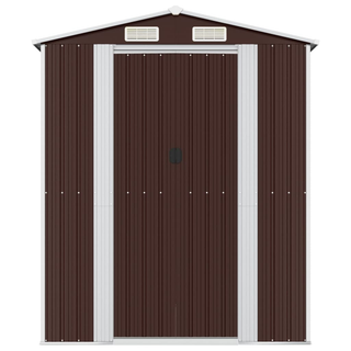 vidaXL Garden Shed Dark Brown 192x440x223 cm Galvanised Steel - Giant Lobelia