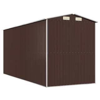 vidaXL Garden Shed Dark Brown 192x440x223 cm Galvanised Steel - Giant Lobelia