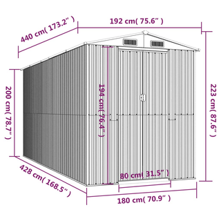 vidaXL Garden Shed Dark Brown 192x440x223 cm Galvanised Steel - Giant Lobelia