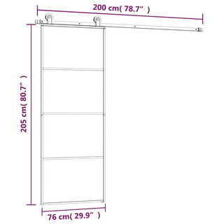 Sliding Door with Hardware Set 76x205 cm ESG Glass&Aluminium - Giant Lobelia