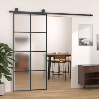 Sliding Door with Hardware Set 90x205 cm ESG Glass&Aluminium - Giant Lobelia