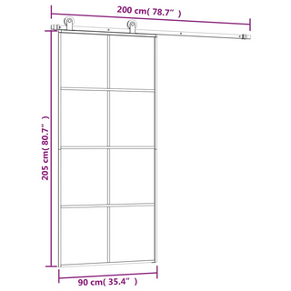 Sliding Door with Hardware Set 90x205 cm ESG Glass&Aluminium - Giant Lobelia