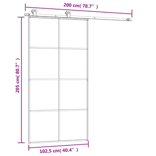 Sliding Door with Hardware Set 102.5x205 cm ESG Glass&Aluminium - Giant Lobelia