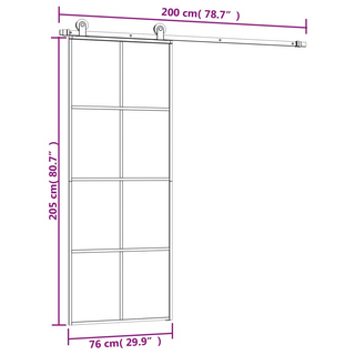 Sliding Door with Hardware Set 76x205 cm ESG Glass&Aluminium - Giant Lobelia