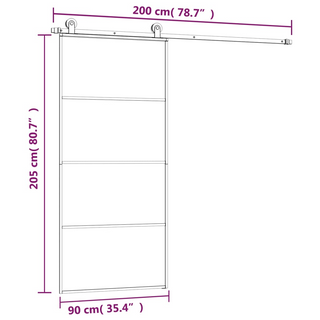 Sliding Door with Hardware Set 90x205 cm ESG Glass&Aluminium - Giant Lobelia