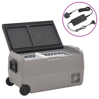 vidaXL Cool Box with Wheel and Adapter Black & Grey 50 L PP & PE - Giant Lobelia