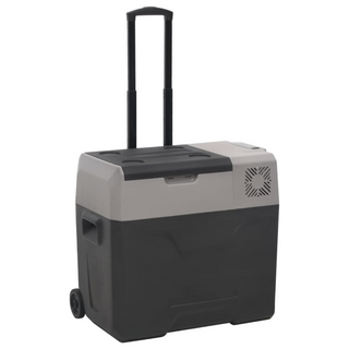 vidaXL Cool Box with Wheel and Adapter Black&Grey 50 L Polypropylene - Giant Lobelia