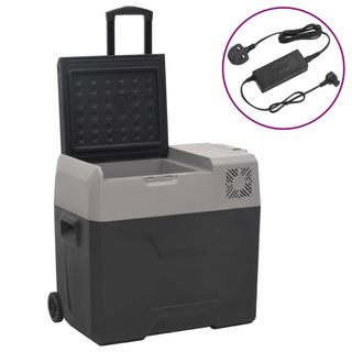 vidaXL Cool Box with Wheel and Adapter Black&Grey 40 L Polypropylene - Giant Lobelia