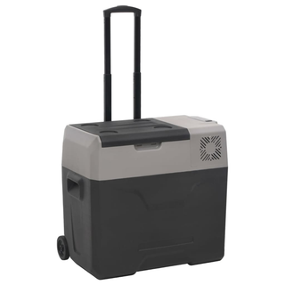 vidaXL Cool Box with Wheel and Adapter Black&Grey 40 L Polypropylene - Giant Lobelia