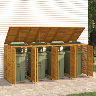 Quadruple Garbage Bin Shed 280x89x117 cm Solid Wood Acacia - Giant Lobelia