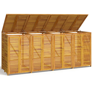 Quadruple Garbage Bin Shed 280x89x117 cm Solid Wood Acacia - Giant Lobelia