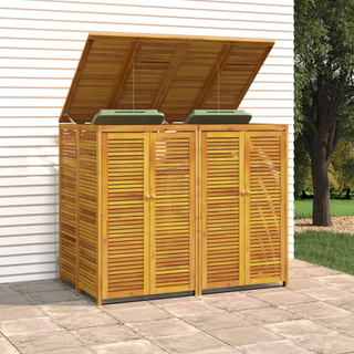 Double Garbage Bin Shed 140x89x117 cm Solid Wood Acacia - Giant Lobelia