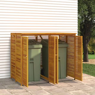 Double Garbage Bin Shed 140x89x117 cm Solid Wood Acacia - Giant Lobelia