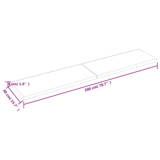 Bathroom Countertop Light Brown 200x40x(2-4)cm Treated Solid Wood - Giant Lobelia