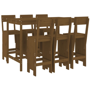 7 Piece Garden Bar Set Honey Brown Solid Wood Pine - Outdoor Patio Furniture - Giant Lobelia