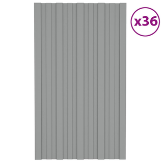 vidaXL Roof Panels 36 pcs Galvanised Steel Grey 80x45 cm - Giant Lobelia