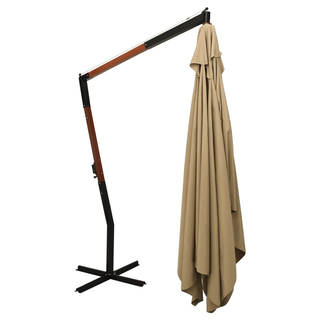 Cantilever Umbrella with Wooden Pole 400x300 cm Taupe - Giant Lobelia