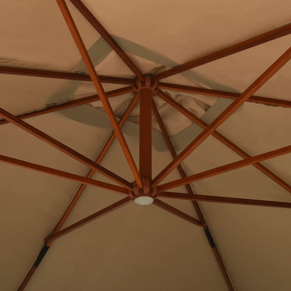 Cantilever Umbrella with Wooden Pole 400x300 cm Taupe - Giant Lobelia