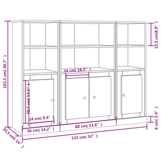 Highboards 3 pcs Black Engineered Wood