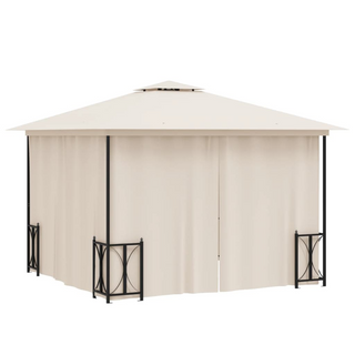 Gazebo with Sidewalls&Double Roofs 3x3 m Cream - Giant Lobelia