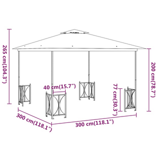 Gazebo with Sidewalls&Double Roofs 3x3 m Cream - Giant Lobelia