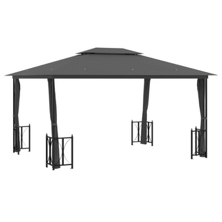 Gazebo with Sidewalls&Double Roofs 3x4 m Anthracite - Giant Lobelia