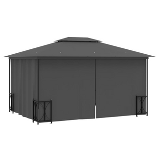 Gazebo with Sidewalls&Double Roofs 3x4 m Anthracite - Giant Lobelia