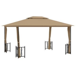 Gazebo with Sidewalls&Double Roofs 3x4 m Taupe - Giant Lobelia