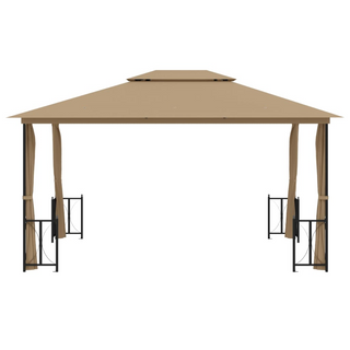 Gazebo with Sidewalls&Double Roofs 3x4 m Taupe - Giant Lobelia