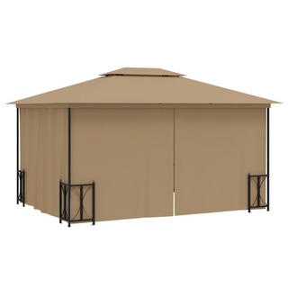 Gazebo with Sidewalls&Double Roofs 3x4 m Taupe - Giant Lobelia