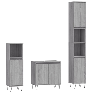 vidaXL 3 Piece Bathroom Cabinet Set Grey Sonoma Engineered Wood - Giant Lobelia