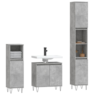 vidaXL 3 Piece Bathroom Cabinet Set Concrete Grey Engineered Wood - Giant Lobelia